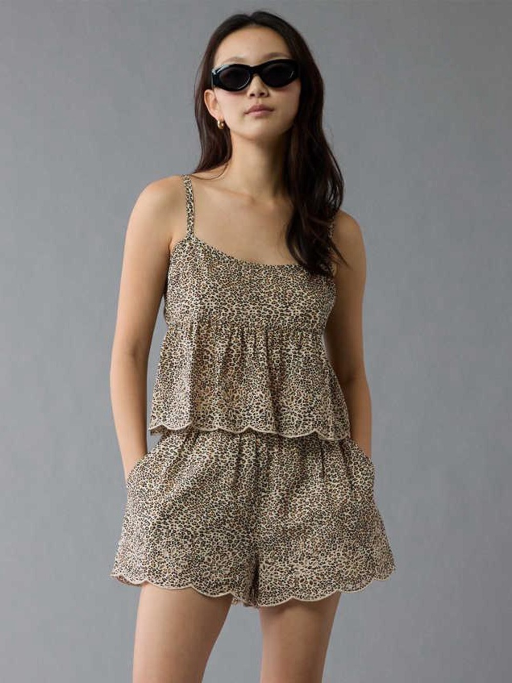 American Eagle Outfitters Leopard Eyelet Cami